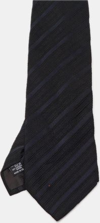 Emporio Armani Black Striped Jacquard Silk Tie