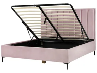 Beliani Letto Matrimoniale Con Contenitore In Velluto 180 X 200 Cm Rosa Sezanne