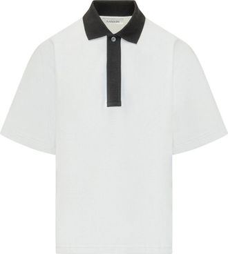 Lanvin Short-Sleeved Polo Shirt with Knitted Collar