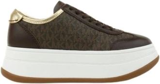 Michael Kors Hayes Signature Logo Platform Sneaker - Dames - Sneakers - Bruin - 39 EU - Polyester - Schoenen