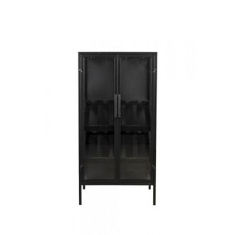 Mathi Design Mueble bar de hierro y vitrina de cristal templado