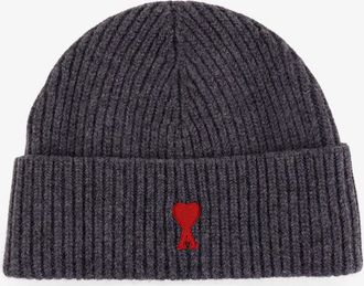 Ami Cappello in lana vergine con logo ricamato frontale - AMI PARIS - gender_Man