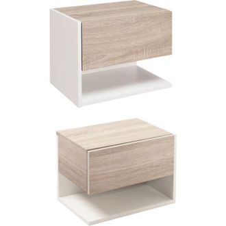 HOMCOM Set 2 Comodini Sospesi a Parete con Mensola e Cassetto Bianco e Rovere - Homcom