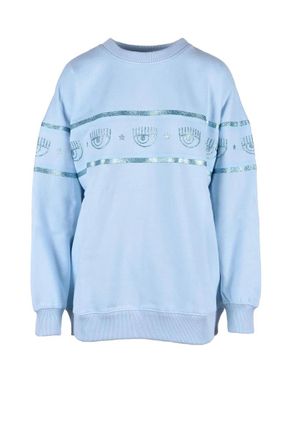 Chiara Ferragni Light Blue Cotton Sweatshirt
