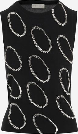 Dries Van Noten Womens Wool Top With Appliqu&eacute; - Black Tops