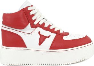 Windsor Smith Schoenen, Dames, Rood, 38 EU, Witte/Rode Lage Sneakers
