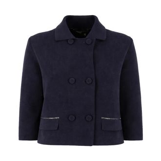 Fabiana Filippi Light Jackets, female, Blue, Size: S Short Double-Breasted Jacket