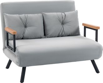 OEM Sof&aacute; Cama Convertible 4 En 1 Sof&aacute; Cama 2 Plazas Plegable Respaldo Ajustable De 5 Niveles Almohadas 102x73x81cm Gris