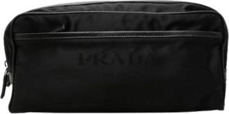 Prada Pre-owned Dual-Zip Pouch - Dames - Vintage Accessoires - Zwart - ONE Size - Leer - Vintage