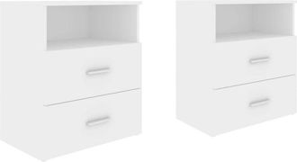 vidaXL Bed Cabinets 2 pcs White 50x32x60 cm Vidaxl