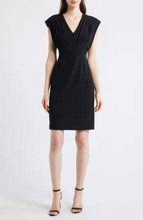 Anne Klein Pleated Bodice Sheath Dress in Anne Black at Nordstrom Rack, Size 14
