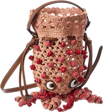 Anya Hindmarch Squid Raffia & Leather Bucket Bag