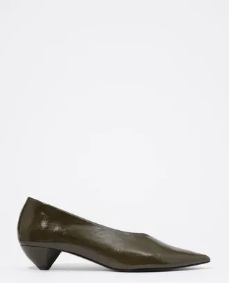 Bimba & Lola Leather low heel court shoe in Dark Green at Nordstrom, Size 39
