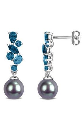 Delmar Cultured Tahitian Pearl & London Blue Topaz Pendant at Nordstrom Rack