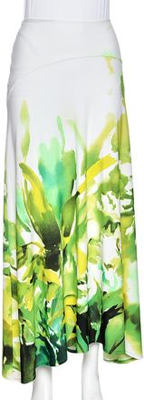 Roberto Cavalli Multicolored Printed Jersey Midi Skirt