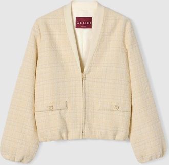 Gucci Check Cotton Tweed Jacket, Pink, Ready-to-wear