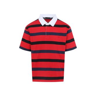 Prada Red Stripes Logo Polo