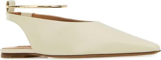 Jil Sander Ankle-Strap Leather Slingback Heel - Beige