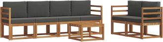 vidaXL Conjunto De Sof&aacute;s De Exterior 7 Uds. Natural Y Antracita Vidaxl