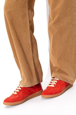 Maison Margiela Suede Sports Shoes, Womens, Red