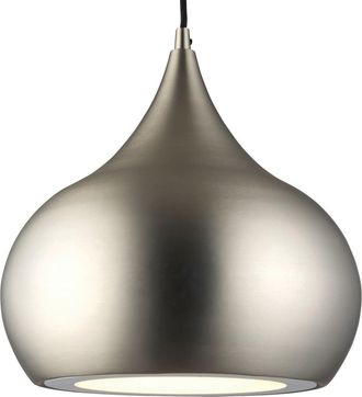 Loops LED Ceiling Pendant Light 18W Cool White Bulb Matt Nickel Hanging Dome Shade