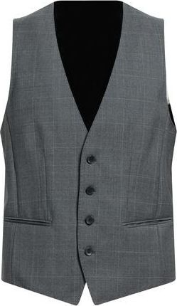 HUGO BOSS Checked Cool Wool Waistcoat with Multipockets in Gray