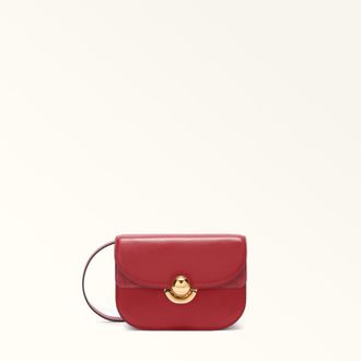 Furla Sfera Borsa A Tracolla Mini Lacca Rosso Pelle Di Vitello Morbida + Camoscio Donna