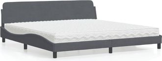 vidaXL Vidaxl - Cama Con Colch&oacute;n Terciopelo Gris Oscuro 200x200 Cm