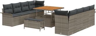 vidaXL Vidaxl - Garden Sofa Set with Cushion 11 pcs Grey 100 x 100 x 71 cm