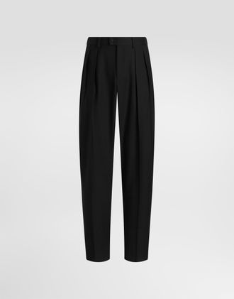 Dolce & Gabbana Wool Gabardine Trousers - Man Pants And Shorts Brown Wool 46