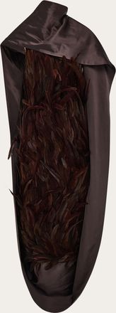 Ferragamo Women Feather embellished dress Brown