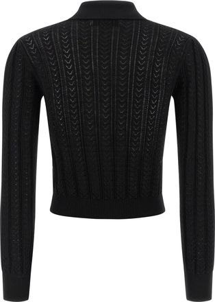 Alessandra Rich Openwork Cashmere Blend Cardigan - Black