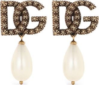 Dolce & Gabbana DG-logo earrings - women - Brass/Plexiglass - One Size - Gold