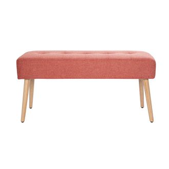 Miliboo Miliboo - Banco Capiton&eacute; De Tela Efecto Aterciopelado Texturizado Terracota Y Madera Clara 95 Cm Guesta