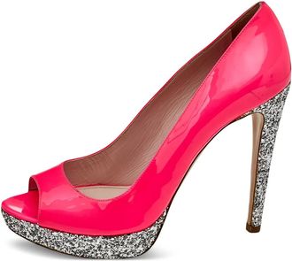 Miu Miu 125mm patent leather glitter pumps - Pink