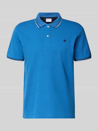 Champion Slim Fit Poloshirt mit Label-Stitching in Ocean, Gr&ouml;&szlig;e XXL