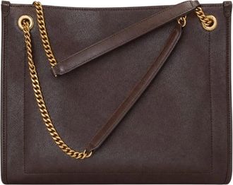 Ralph Lauren Tassen, Dames, Bruin, ONE Size, Leer, Leren Schoudertas
