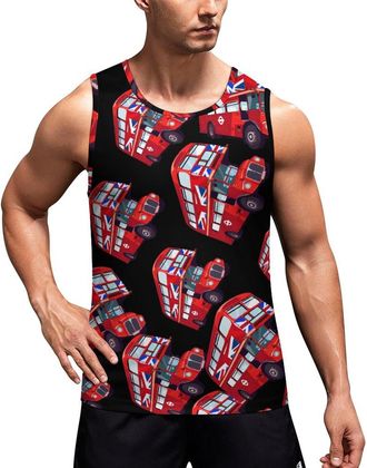 Generic Britain UK London Red Double Decker Bus Mens Workout Tank Top Sleeveless T-Shirt Muscle Shirts Summer Tee Top L