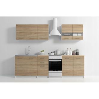 Topeshop Elif - Cocina Completa Modular + Lineal L - 200cm 6 Pzs - Encimera Incluida - Juego De Muebles De Cocina
