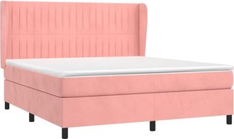 vidaXL Cama Box Spring Con Colch&oacute;n Terciopelo Rosa 180x200 Cm Vidaxl
