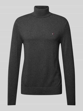 Tommy Hilfiger Rollkragenpullover mit Logo-Stitching Modell PIMA in Anthrazit Melange, Gr&ouml;&szlig;e XL
