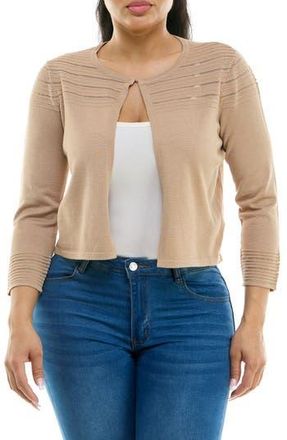 Nina Leonard Sheer Stripe Knit Bolero in Tan at Nordstrom Rack, Size X-Large