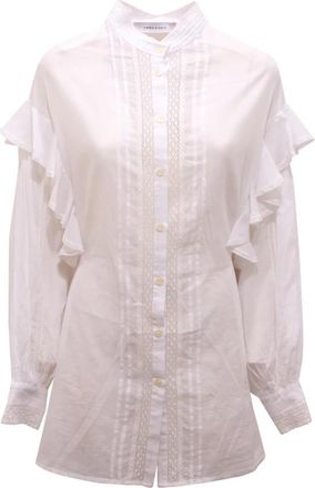 Emma & Gaia Overshirt met Koreaanse Kraag - Dames - Overhemden - Wit - S - Overhemden