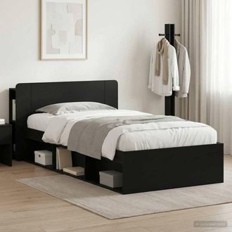 Berkfield Home Bed Frame with Storage Black 100 x 200 cm Engineered Wood