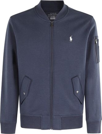 Polo Ralph Lauren Navy Blue Bomber Jacket With Ribbed Collar