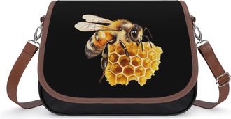 Generic Watercolor Bee on Honeycomb Fashion Womens Crossbody Bags Novelty Handbag Shoulder Bag Purse