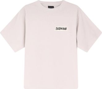 Balenciaga Masking Tape T-shirt Medium Fit - Dames - T-shirts - Wit - L - Katoen - Tops