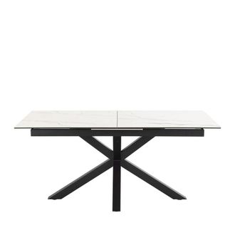 DRAWER Mesa comedor extensible 6-8 plazas cer&aacute;mica y metal - Blanco