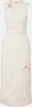 Erdem Floral-applique denim midi dress