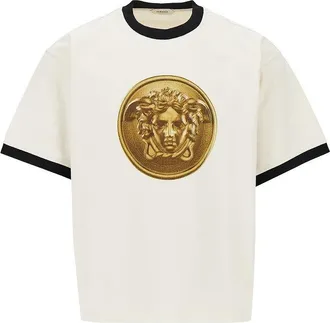 Versace Cotton T-shirt with Medusa Coin print Man XL